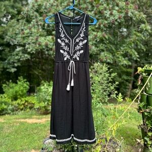 Lucky Brand Black Dress with White Embroidery